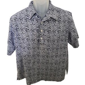 VTG RIGGERS Hawaii Est 1984 Blue & White Print Casual Shirt Men L Large